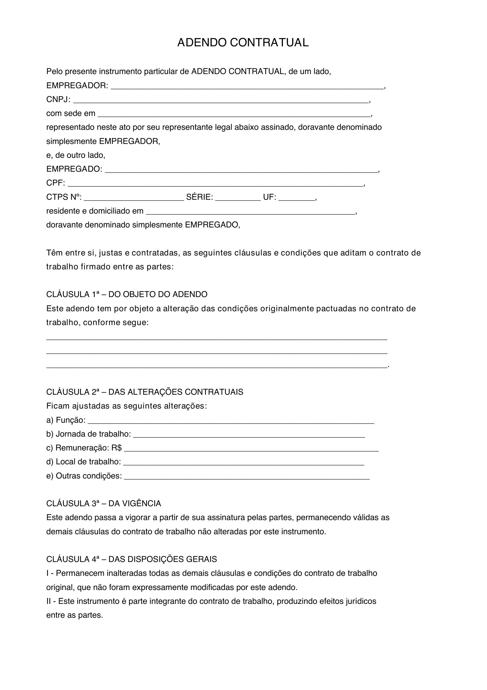 Modelo De Adendo Contratual