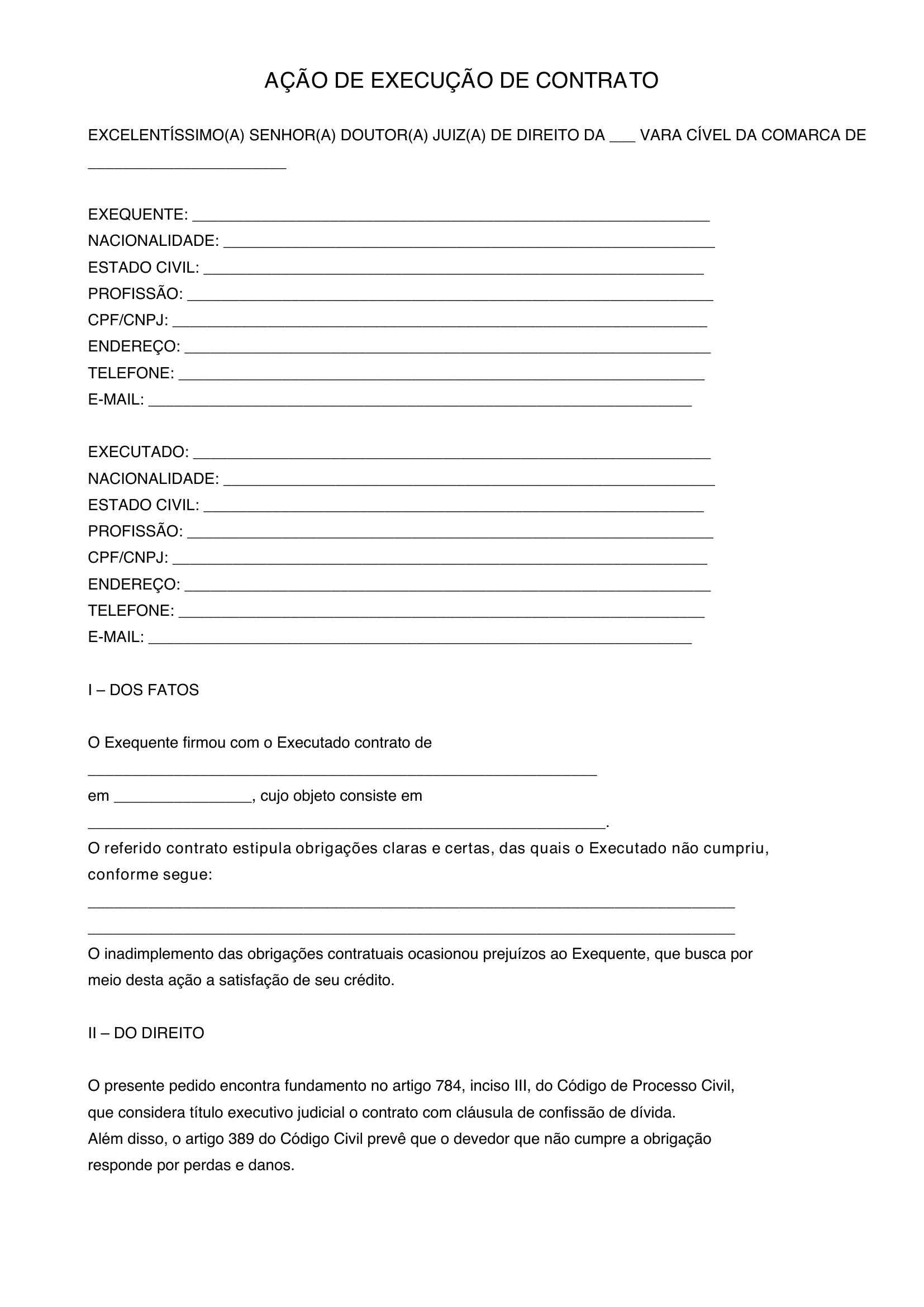 Modelo De Execução De Contrato
