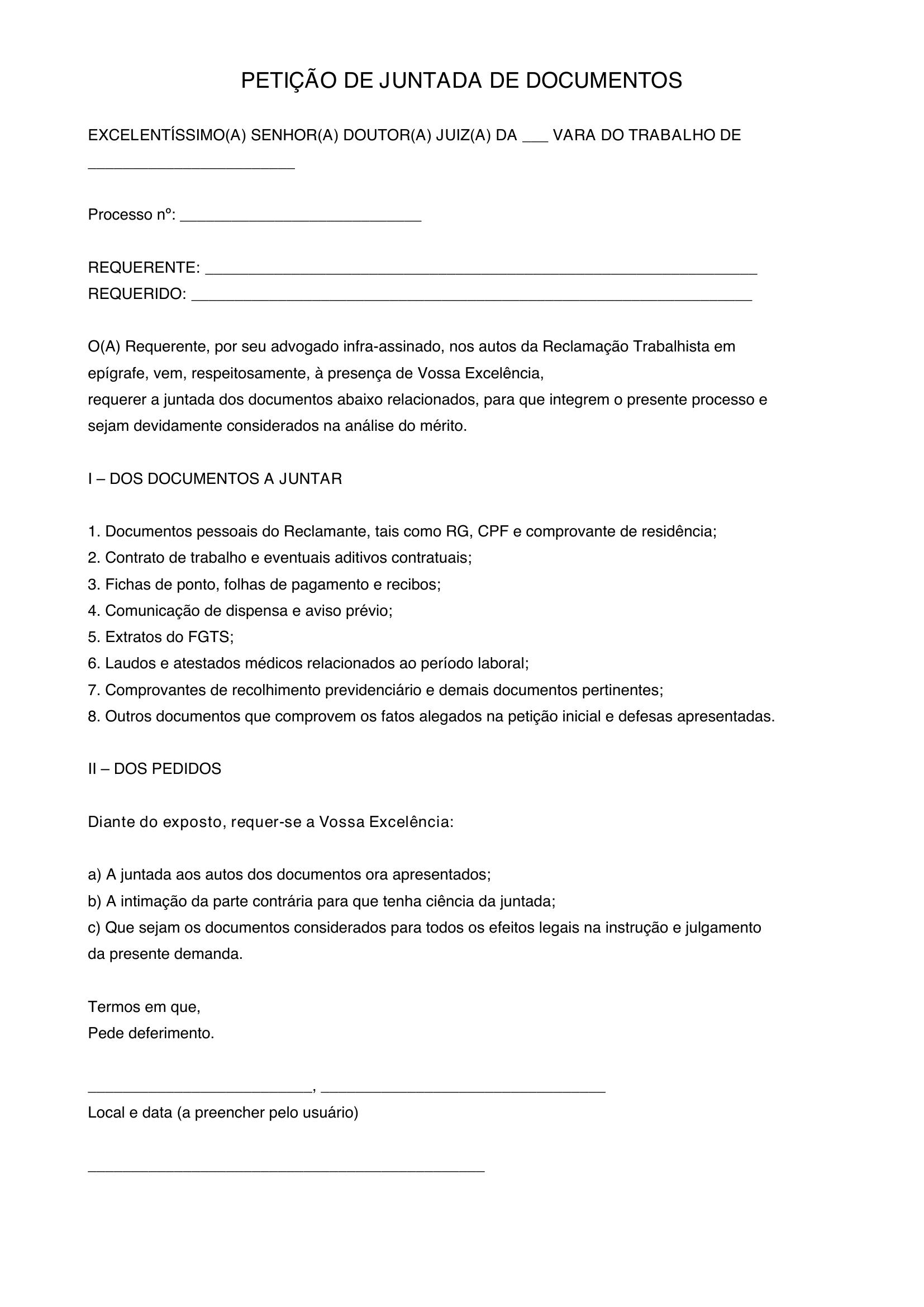 Modelo De Juntada