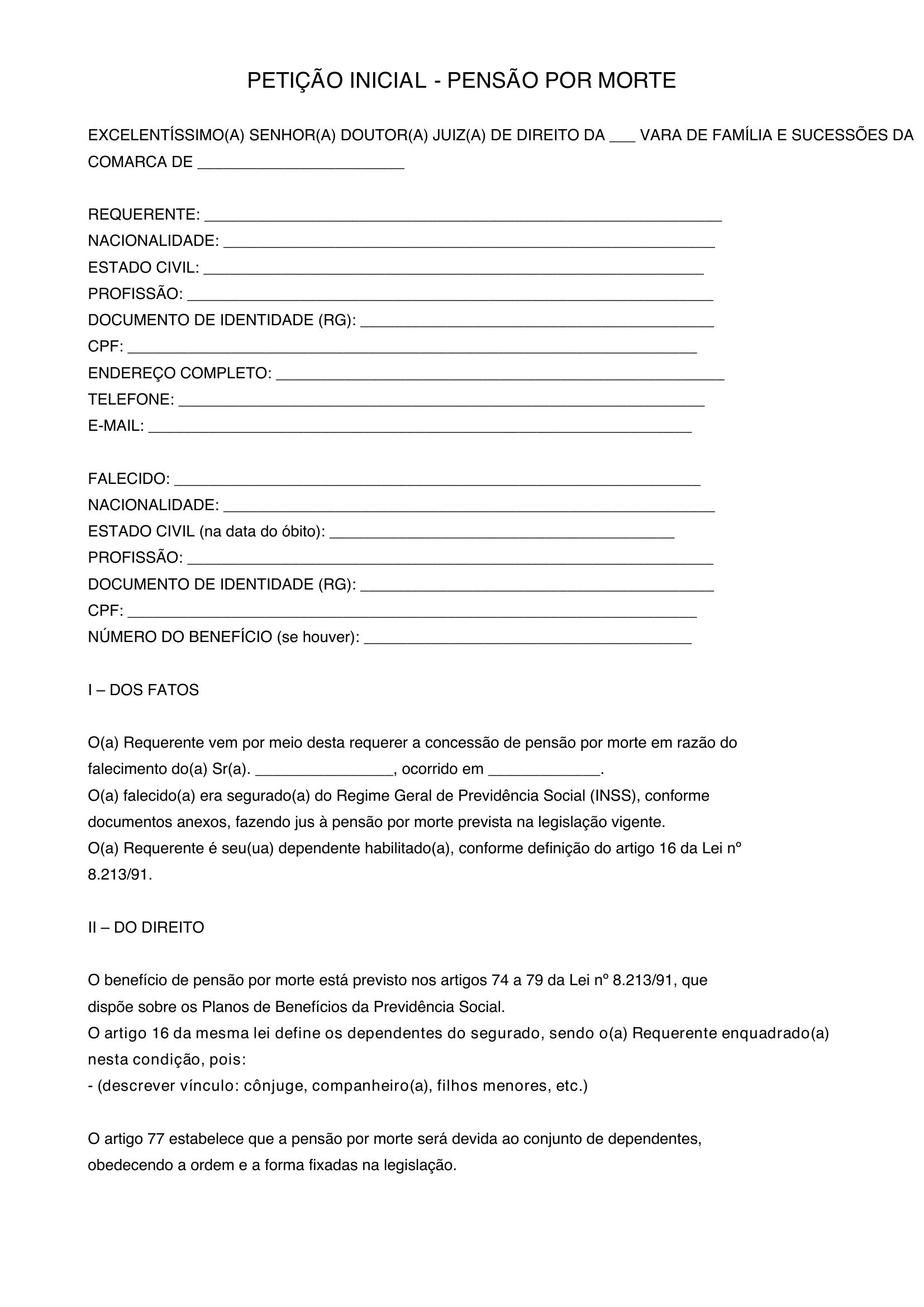 Modelo Pensão Por Morte