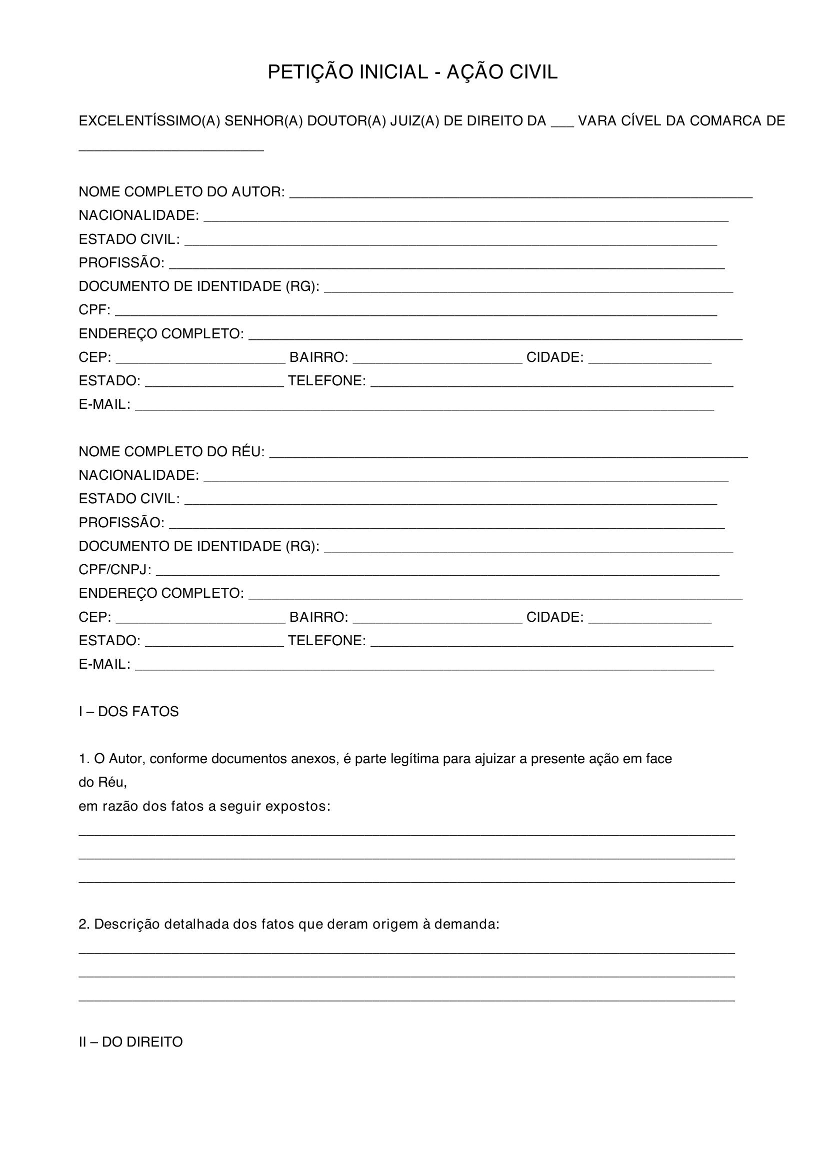 Modelo De Petição Inicial Civil