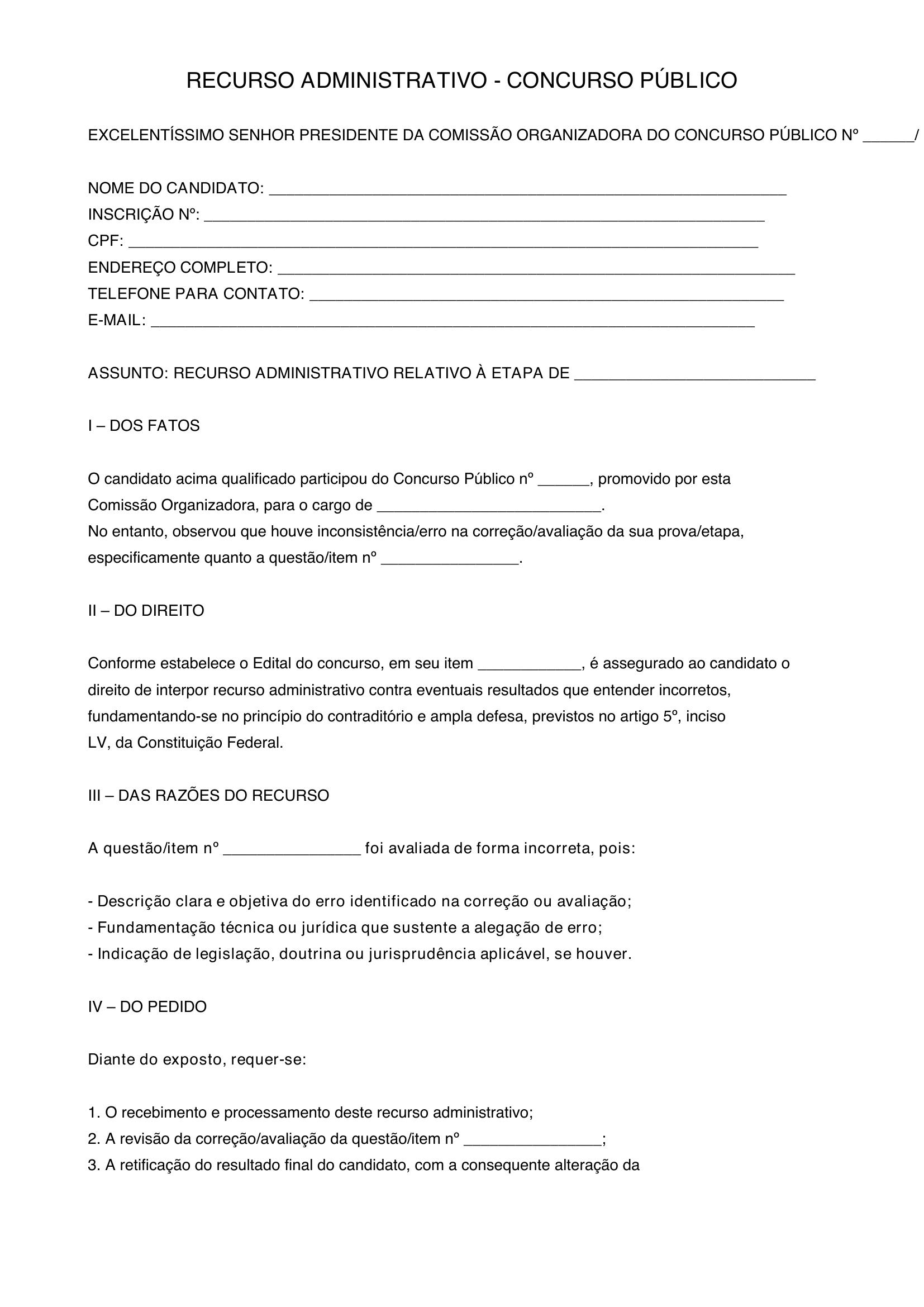 Modelo De Recurso Concurso