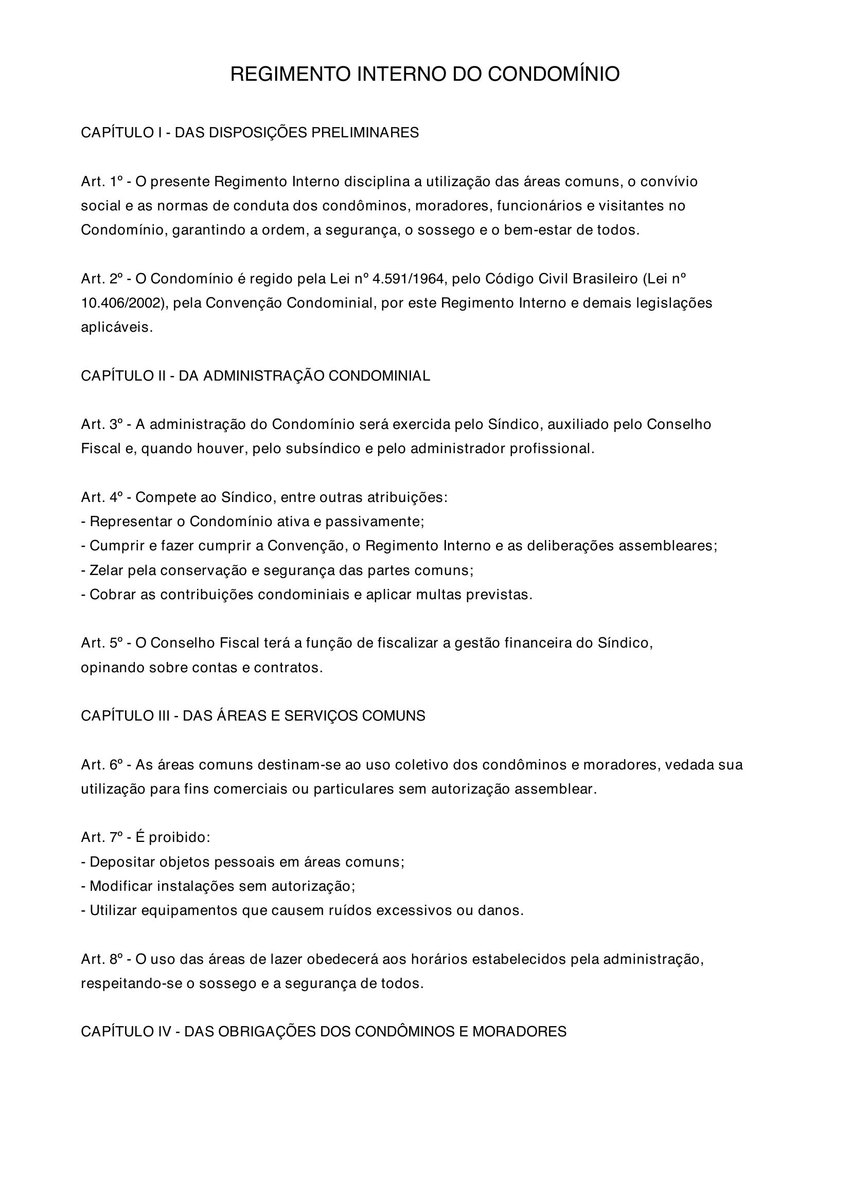 Modelo Regimento Interno Condominio